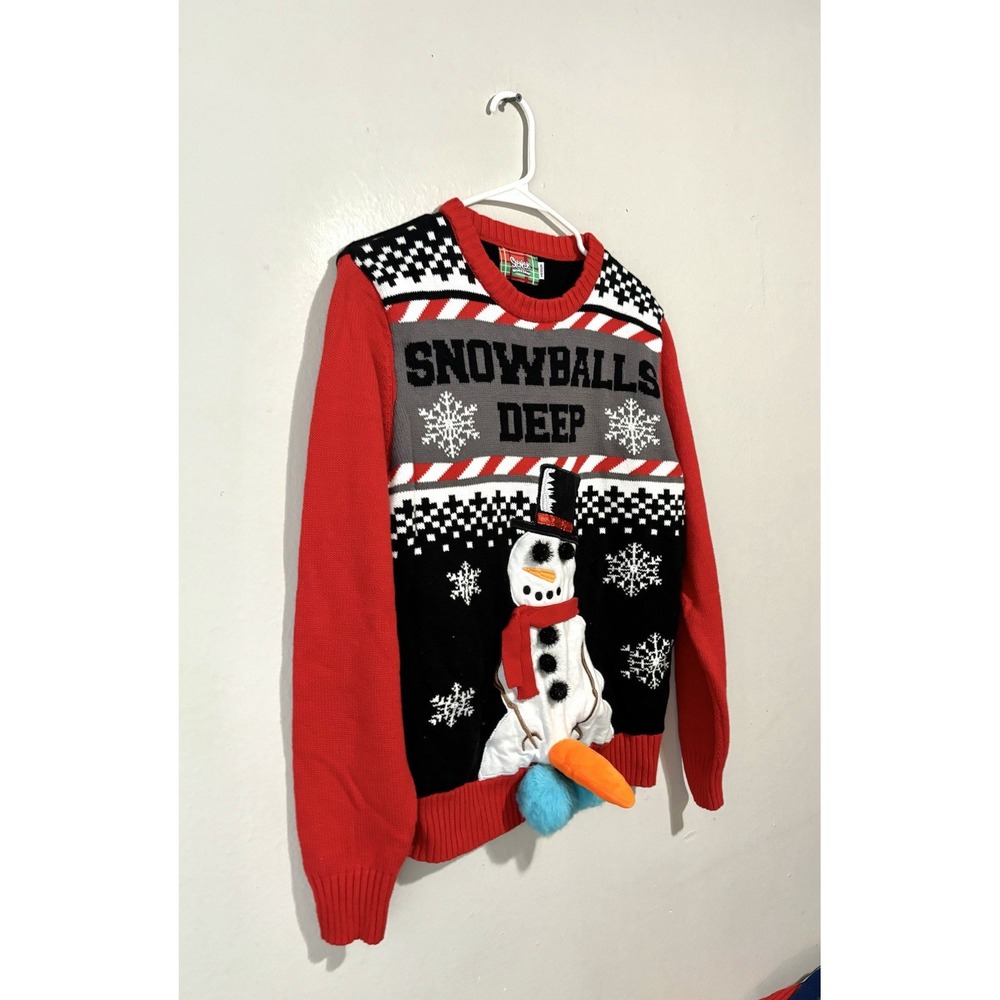 Spencer's Christmas Knit Adult Sweater "Snowballs Deep" - Size Med No Lights - Picture 2 of 4